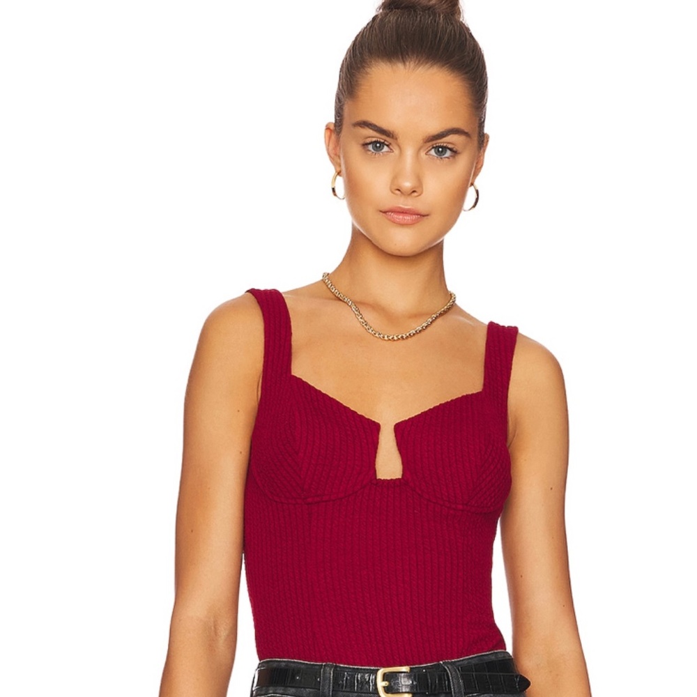 Aria Bustier Bodysuit in Burgundy